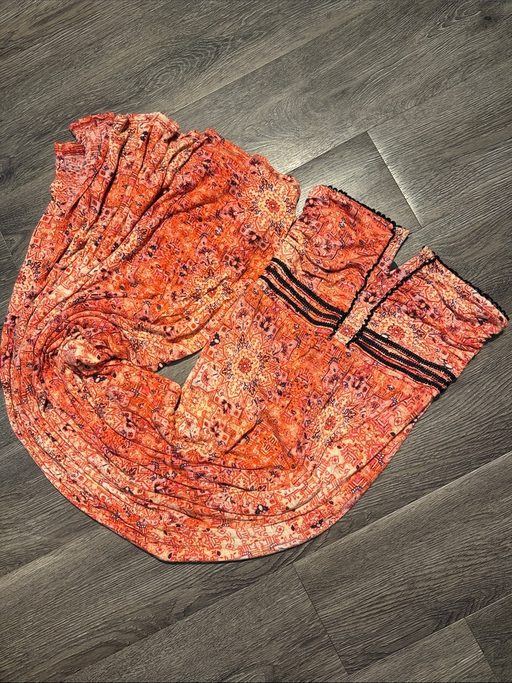 Vintage Guess Strapless Boho Maxi Dress in Coral Print - Picture 4 of 9